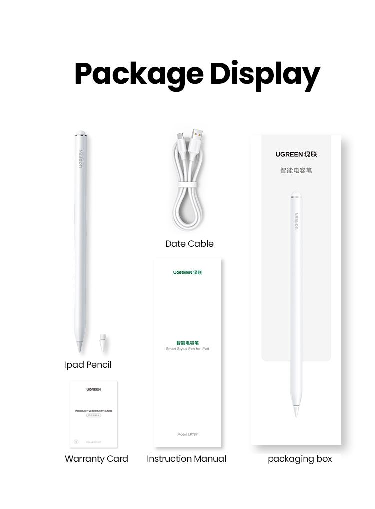 Product Introduction of Bút Cảm Ứng, UGREEN, Tương Thích Với Bút Chì iPad, Chính Xác Và Mượt Mà, Sạc Từ Tính Type-C, Tương Thích Với iPad 6 / 7 / 8 / 9 / 10, iPad Pro 11 ", 12.9 Inch, iPad Air 3 / 4 / 5, iPad Mini 5 / 6 Thế Hệ 14