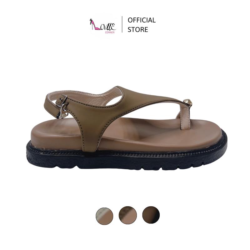 LOVIIECORNER - SANDAL MŨI TRÒN XỎ NGÓN GẮN TAG - GIÀY QUAI MẢNH KẸP PHONG CÁCH THỜI TRANG NỮ HỞ HẬU KHÓA CÀI ĐẾ BẰNG 3 PHÂN - SS241008 Shoes DéP