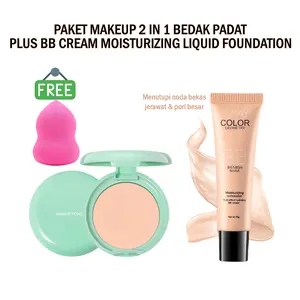 FREE SPONS - Paket Bedak Padat Plus Foundation Moisturizer Concealer Multi Effect