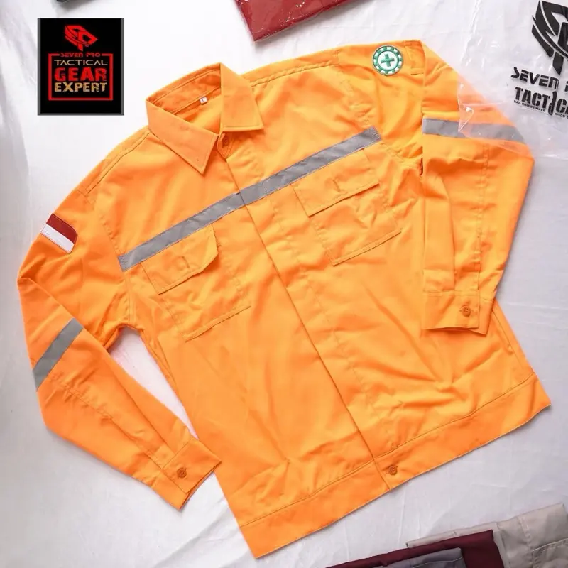 Kemeja safety first 01 kemeja lapangan kemeja kerja baju kerja proyek Pria Wanita Dewasa Panjang Katun 8