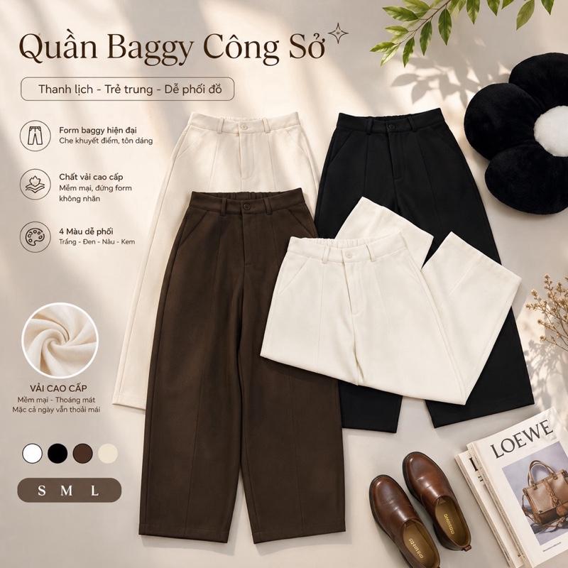 Quần Dáng Thụng Chất Kaki Nhật Dày, Đẹp, Cạp Khóá Phối Lưng