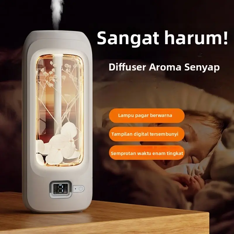Humidifier Air Ultrasonic Diffuser Purifier Pelembab Aromatherapy Sinar UV Pembasmi Bakteri dengan Lampu Atmosfer Warna-warni Tanpa Minyak Versi Display 6 Kecepatan - Machine