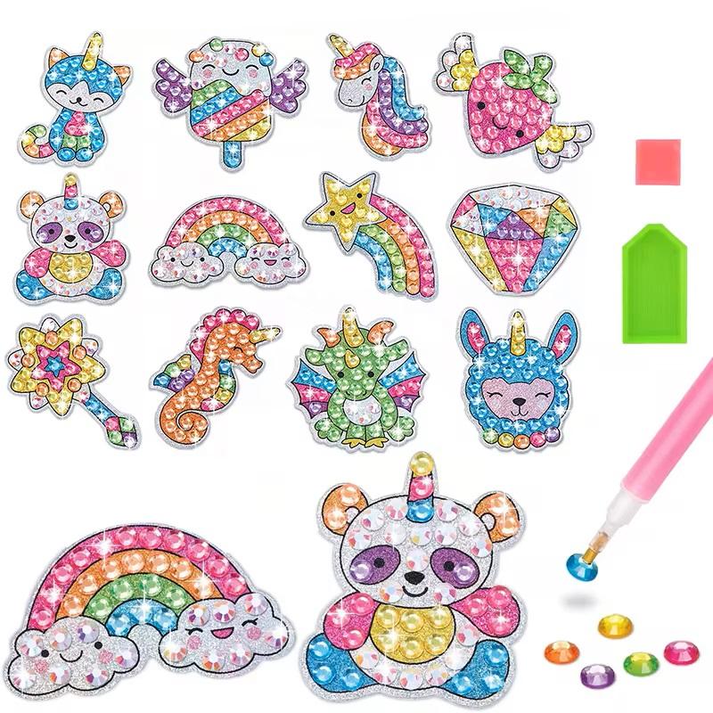 12 Create Big Gem Diamond Painting Sticker Kit Art Craft Girls Boys Unicorn Animal Sealife Magical Mosaic Dot Sticky Toys Gifts 0