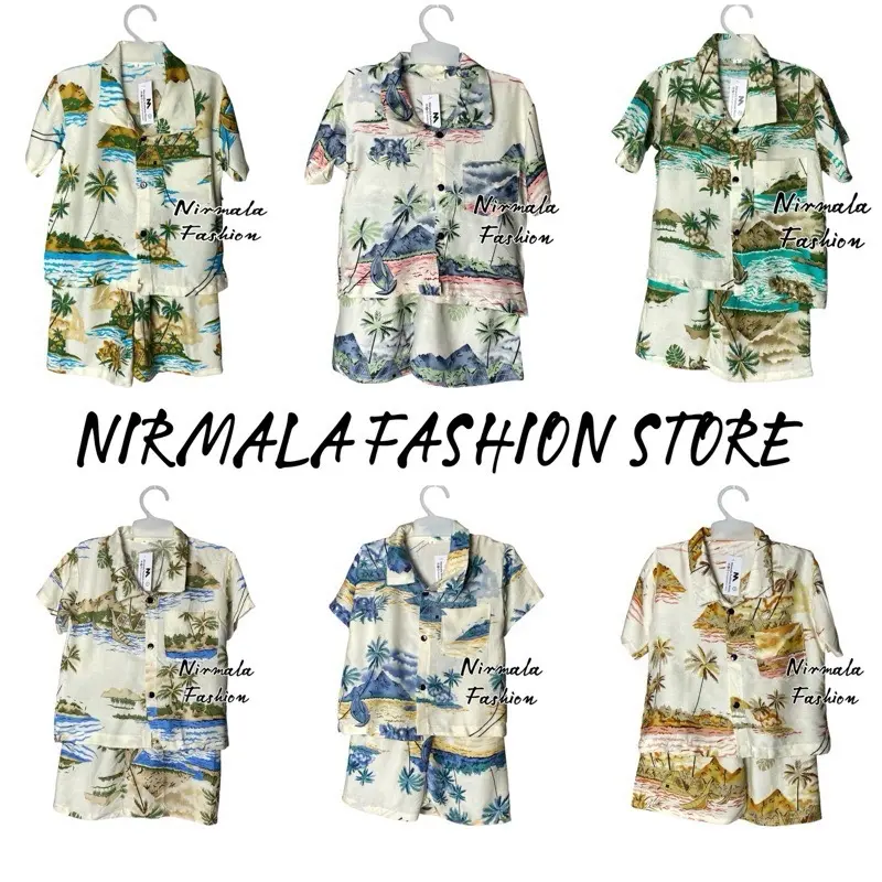 SETELAN ANAK KEMEJA MOTIF GUNUNG AGUNG | STELAN RAYON | SETELAN 1-8 TAHUN
