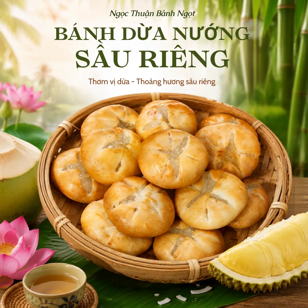 Bánh Dừa Nướng Vị Sầu Riêng, Ngọc Thuận Bánh Ngọt 400g