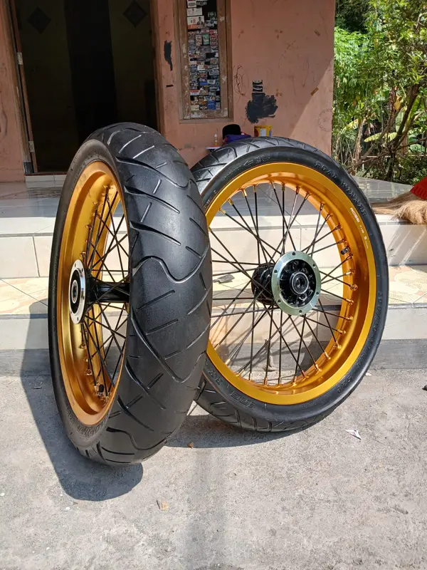 Roda Set Supermoto KLX 250/300 Wheelset Sumo D-Tracker Ring 17 Paket Hemat 3