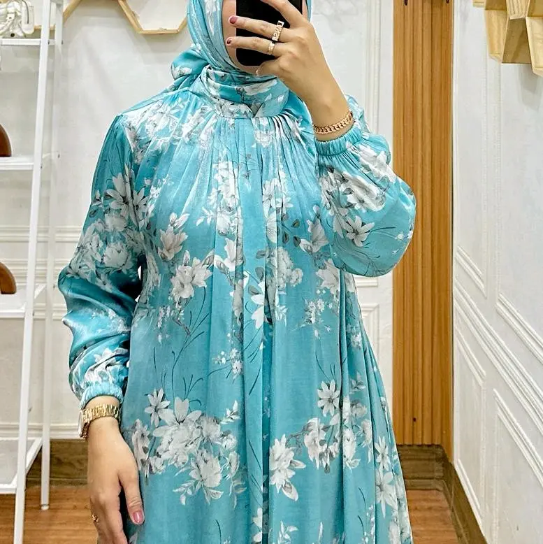Gamis set Hijab shimmer printing 0