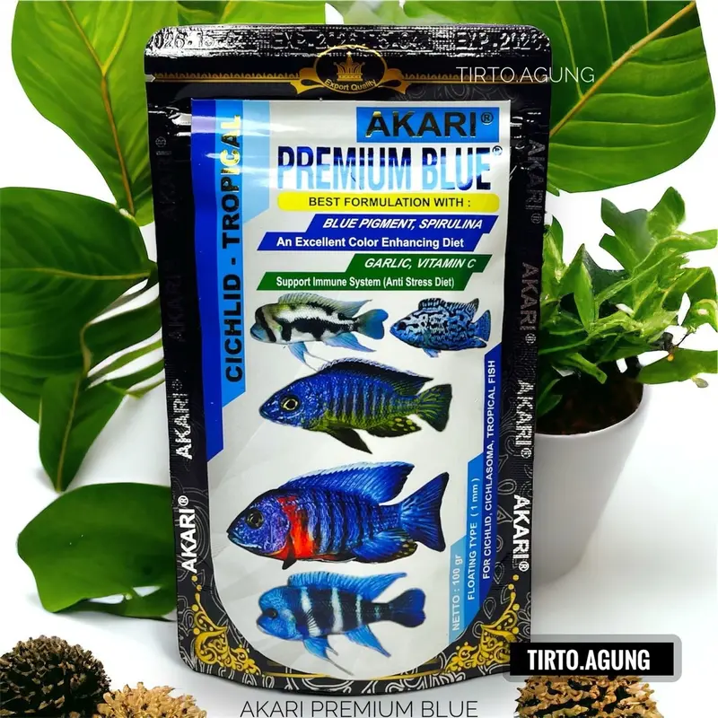 PROMO PELET AKARI PREMIUM MAXI BLUE YELLOW RED LOUHAN PRO CHICHLID  100g 100 gram pakan ikan hias predator RED PAROT warna multicolor tropical 2