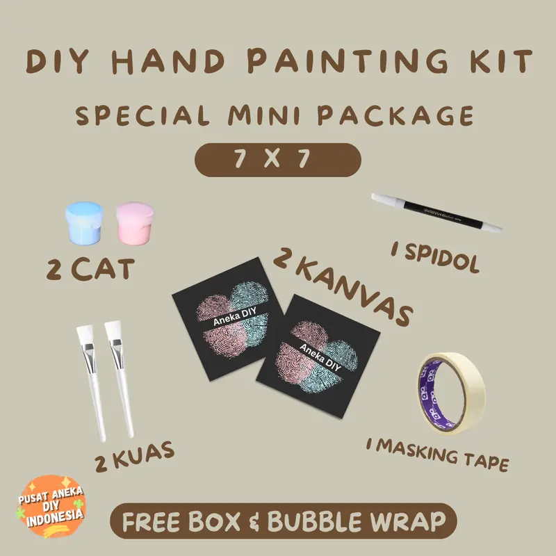 DIY Hand Painting Kit 1 Set Canvas Board Couple | Kanvas Lukis Cap Tangan Pasangan 7x7 20x20 20x30 2