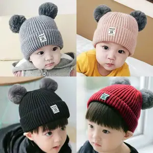 Topi Rajut Pompom Bulu Anak / Topi Kupluk Wool Rajut Hangat Bayi / Topi Anak Unisex C251