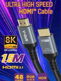 Gambar Kabel HDMI V-GeN Ultra High Speed 8K Ultra HD 60Hz HDMI 2.1 Male to Male VHM-01 1Meter VHM-02 1.5Meter VHM-03 2Meter VHM-04 3Meter - VHM-01 1 Meter dari V-GeN Official Store Kota Administrasi Jakarta Pusat 5 Tokopedia