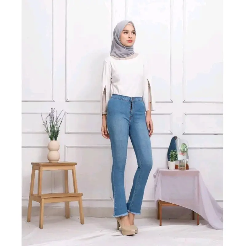 Celana Cutbray Jeans Wanita- Celana Highwaist Jeans Wanita Kekinian Cutbray- HW Jeans Cutbray outfit 8