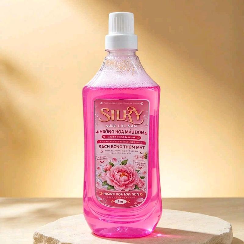 Silky Nước Lau Sàn Hương Hoa mẫu đơn 1kg Sạch Bóng Thơm Mát Cho Mọi Loại Sàn