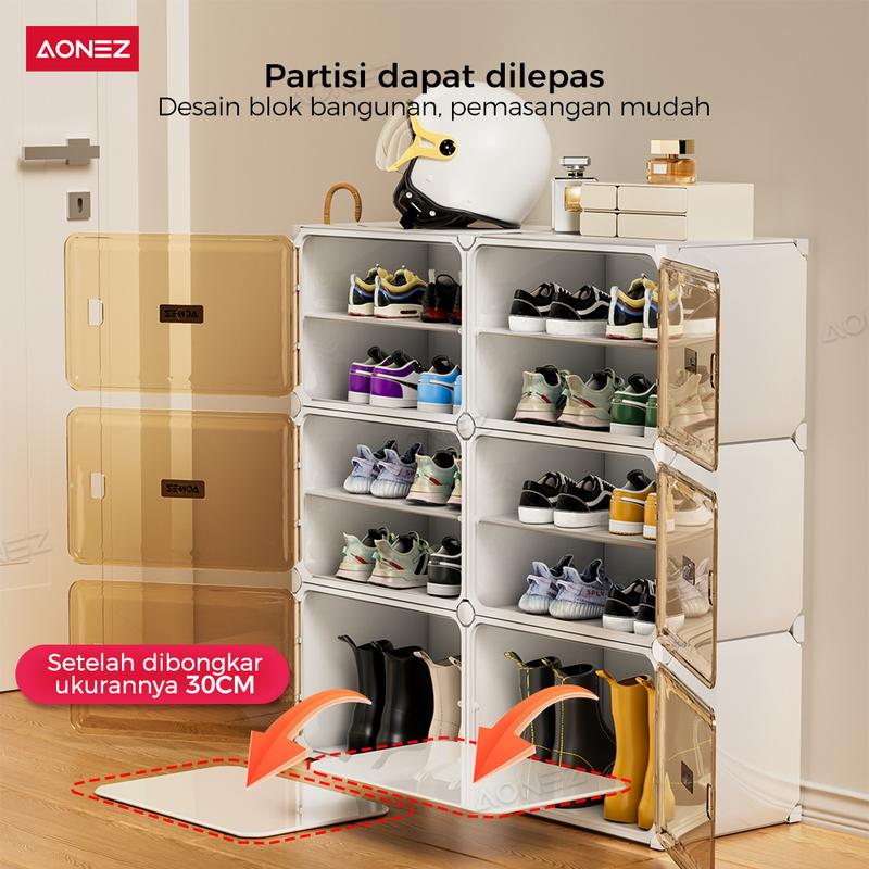 Product Introduction of 【30Hari Garansi】 AONEZ Rak Sepatu Tertutup 8 Slot - Lemari Sepatu Transparan Anti Debu untuk Penyimpanan Sepatu dan Tas di Rumah 12