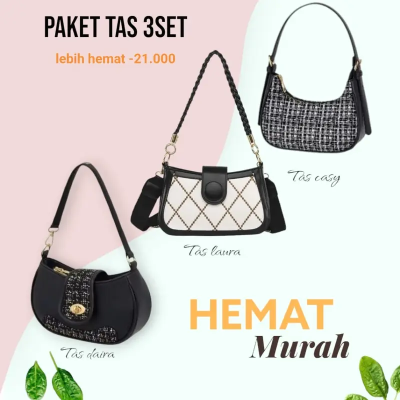 Paket Hemat 3 Pcs Tas Selempang dan Tas Bahu Wanita - Slingbag 1