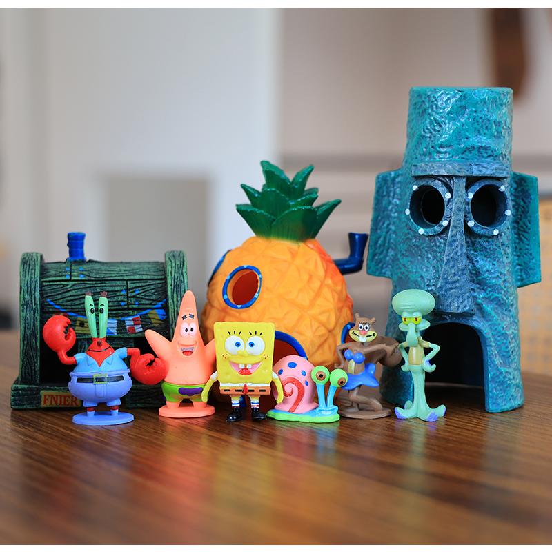 Ceria Pets Hiasan Aquarium SpongeBob 9 Buah/set Resin Tahan Lama Anti Jamur Cocok untuk Air Asin dan Tawar Dekorasi Dasar Aman Ikan Ceria Pets Hiasan Aquarium SpongeBob 9 Buah/set Resin Tahan Lama Anti Jamur Cocok untuk Air Asin dan Tawar Dekorasi Dasar Aman Ikan