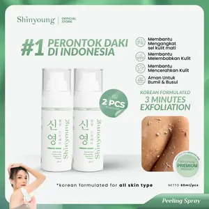 Shinyoung Peeling Spray [ Paket Isi 2 ] Penghilang Daki Eksfoliasi Wajah Pembersih Daki dan Kulit Mati Pemutih Leher Hitam Perontok Daki Pemutih Badan Lutut Kaki Selangkangan dan Lipatan