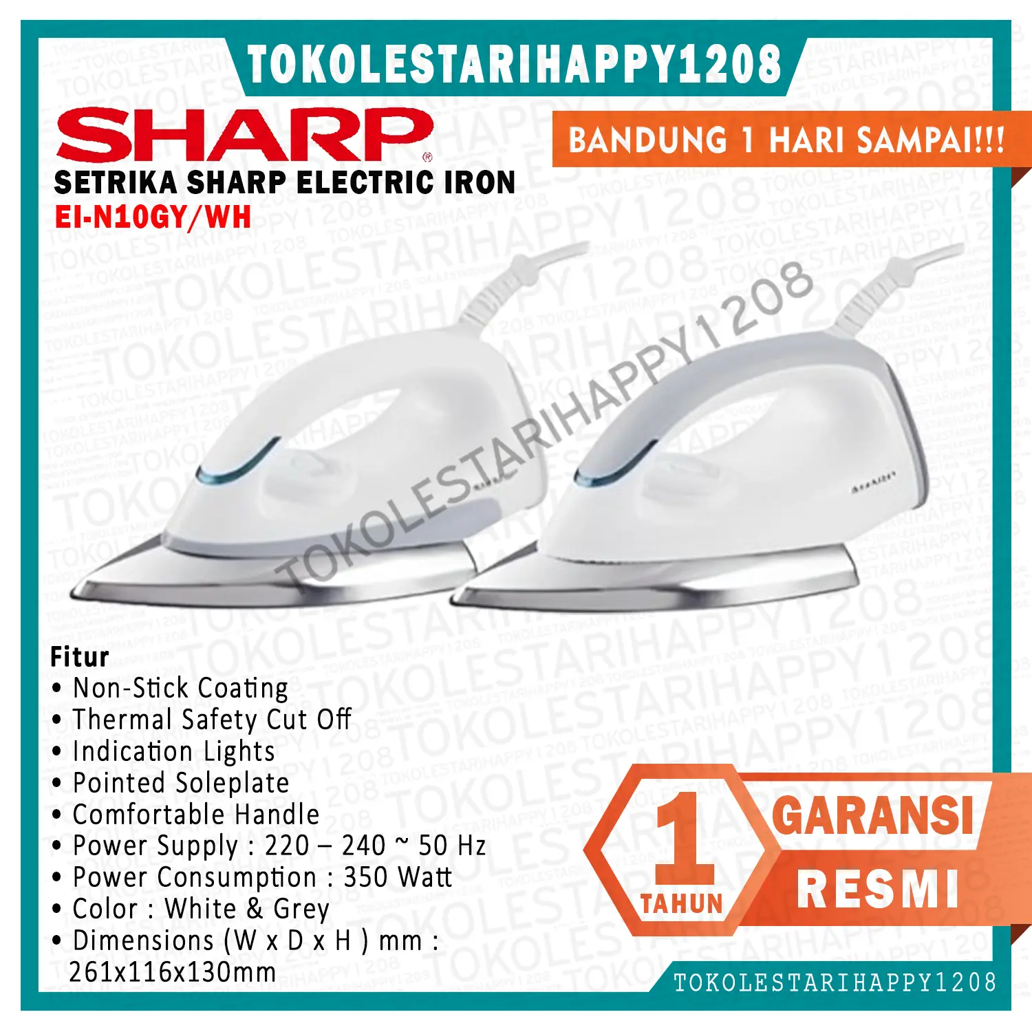 Setrika Listrik SHARP EI-N10GY/WH Garansi Resmi