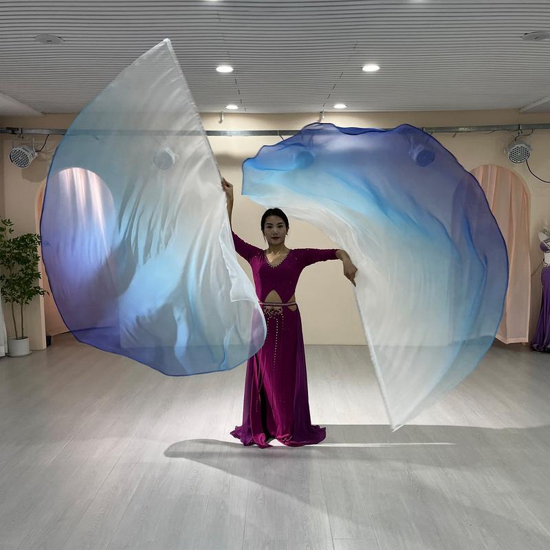 Product Introduction of 1 Pcs Worship Flags Womens Belly Dance Hand Scarf,Gradual Color Praise Flags,Adult Size 190 x 140 CM 12
