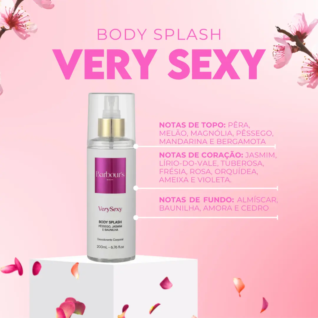 Kit 3 Body Splash Delight Very Sexy Roses 200ml Barbours