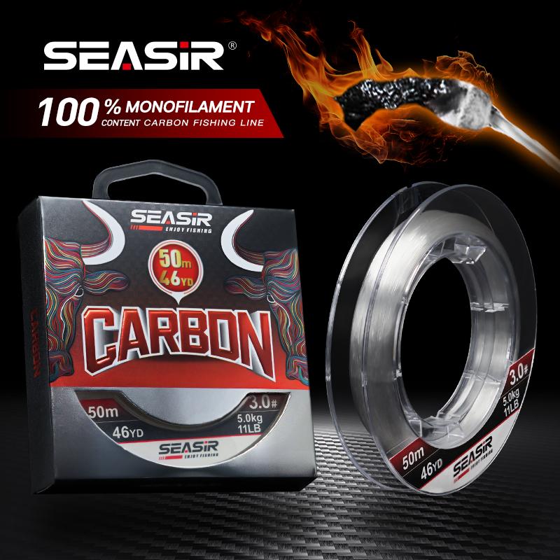 Dây Carbon, Seasir, Chất Lượng Nhật Bản, Sợi Đơn, 50M, 4-16LB, Chìm, Làm Bằng Fluorocarbon, Dây Dẫn