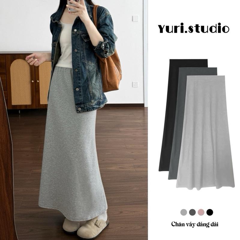   Mở Bán Mã Hót  _ Chân Váy Dáng Dài chữ A Midi Chất Len Dệt Kim Lông Thỏ Basic có 2 Phân Loại Chiều Dài _ Yuri.studio 