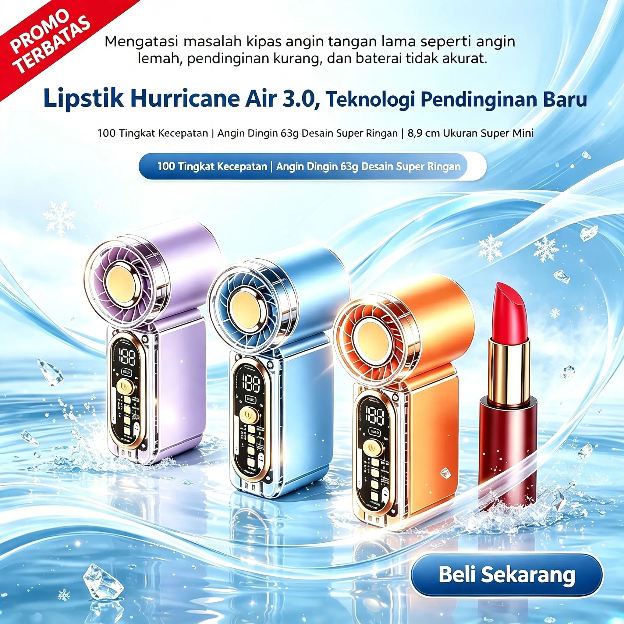 JosephMcguire Kipas Mini High Speed Handheld Fan Kipas Angin Portable Mini 3600mAh 100 Level Speed dengan LED Display Lampu Senter Mode SOS Type-C Fast Charging Airflow Kuat 9m/s Desain Mini Ringkas Nyaman Digenggam X699