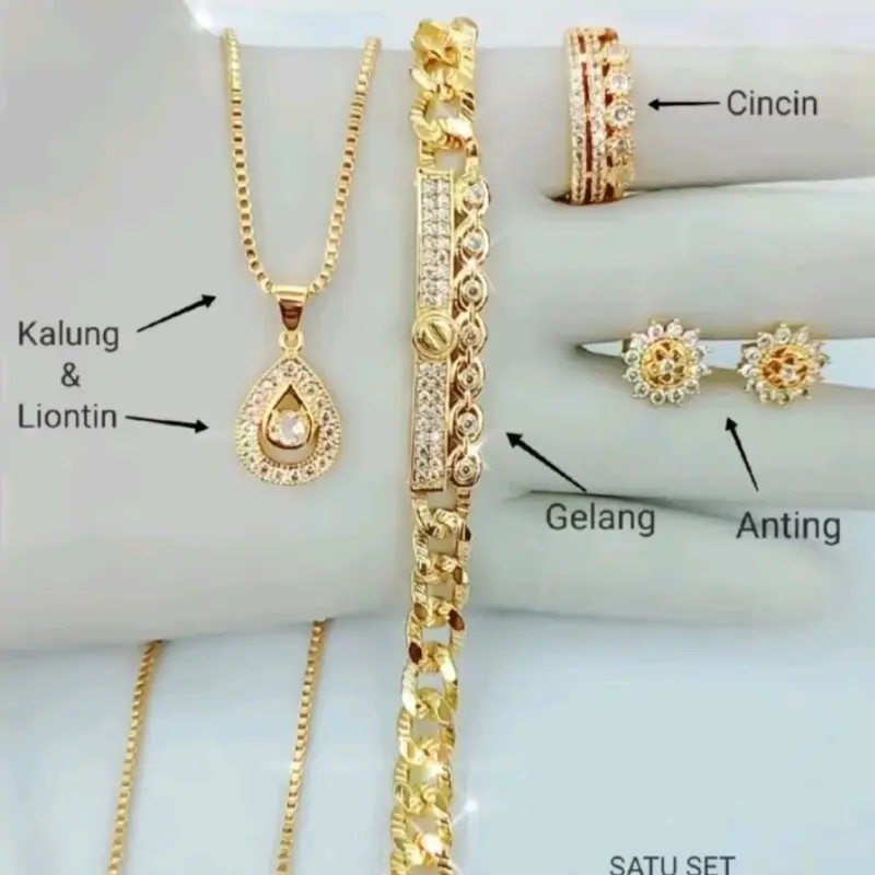 xyupig satu set perhiyasan motif mahkota sangat bagus dan tidak luntur dan berkarat 2
