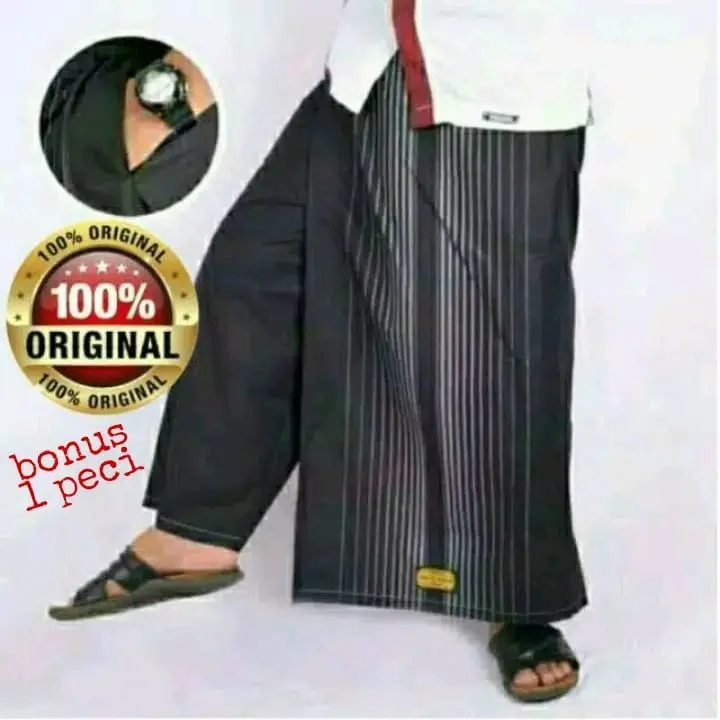 Sarung celana wadimor tumpal garis Hitam , Putih
