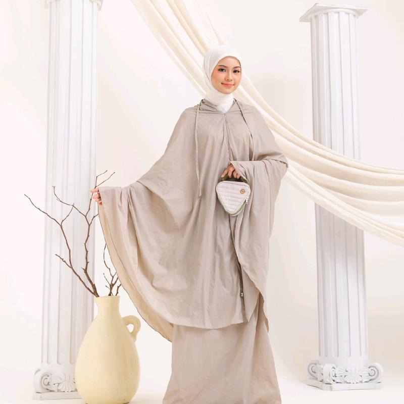Mukena travel Alula series warna abu-abu, hijrah by shofa marwah, mukena dewasa 0
