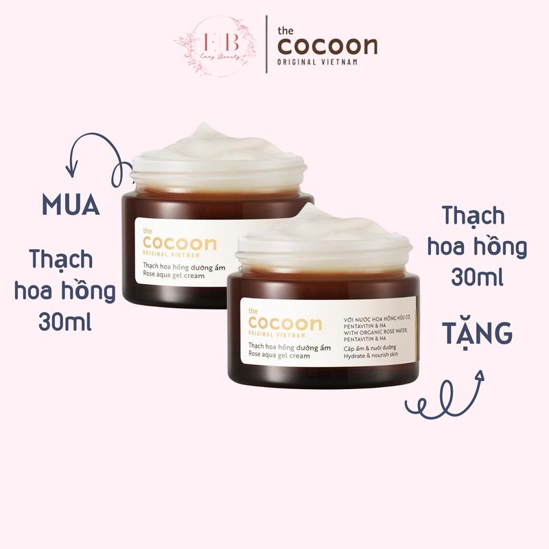 Thạch hoa hồng dưỡng ẩm COCOON 30ml - 100ml kem dưỡng ẩm