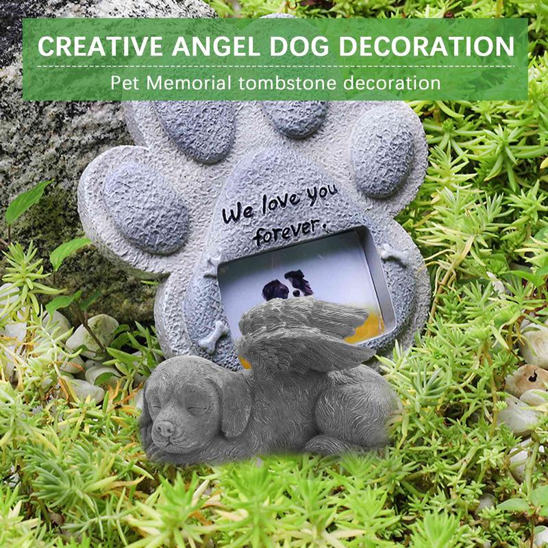 Product Introduction of Dog Angel Pet Memorial Tombstone Marking Carved Statue, Resin, Stone Finish 11