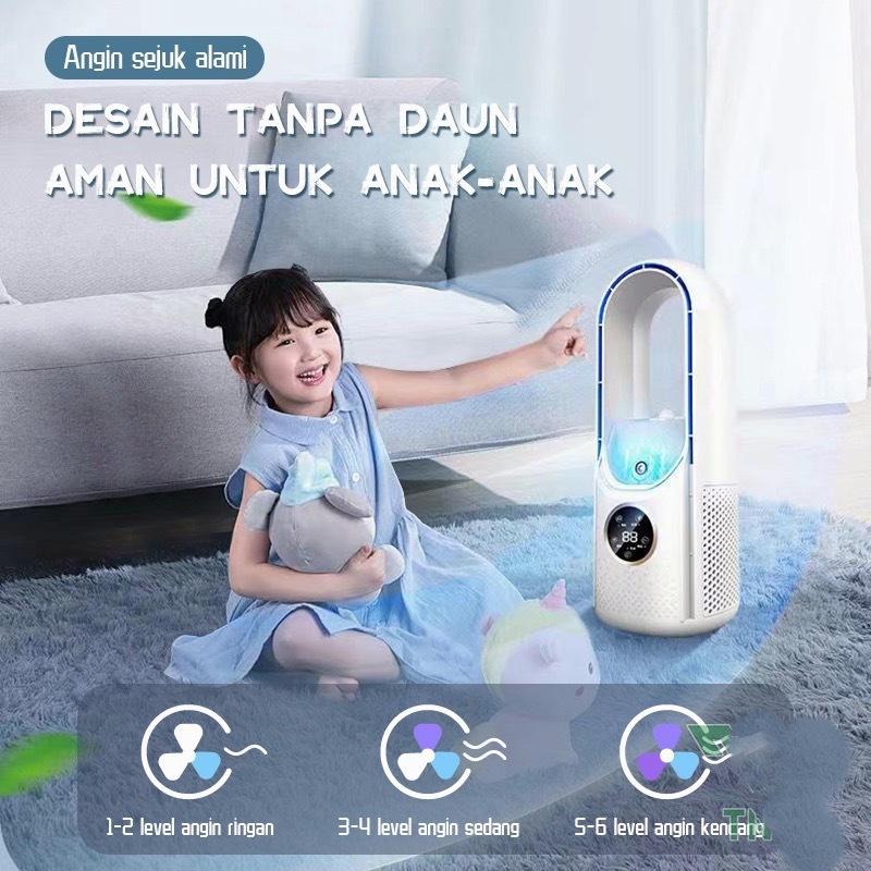 CASAO Air Cooler Fan AC Mini Kipas Penyejuk Portabel Pendingin Ruangan Air Conditioner Humidifier Bladeless Fan dengan Lampu LED Desk Fan untuk Rumah & Kantor AC 7