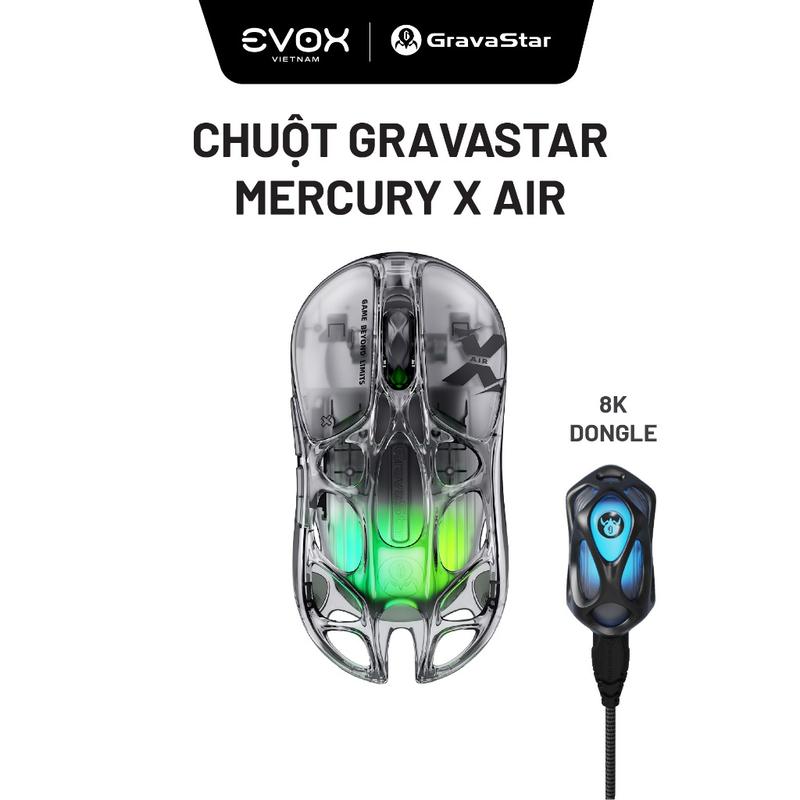 Chuột không dây Gaming Gravastar Mercury X Air 8K Polling Rate
