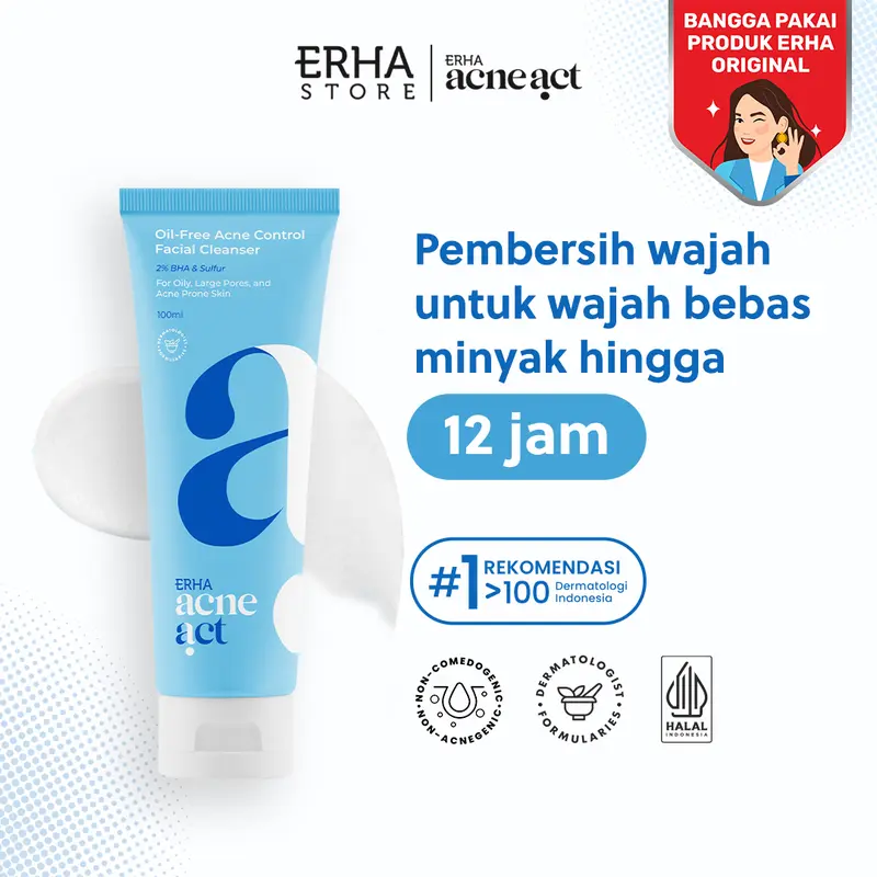 ERHA AcneAct Oil-Free & Acne Control Cleanser - Sabun Wajah Jerawat Berminyak 0