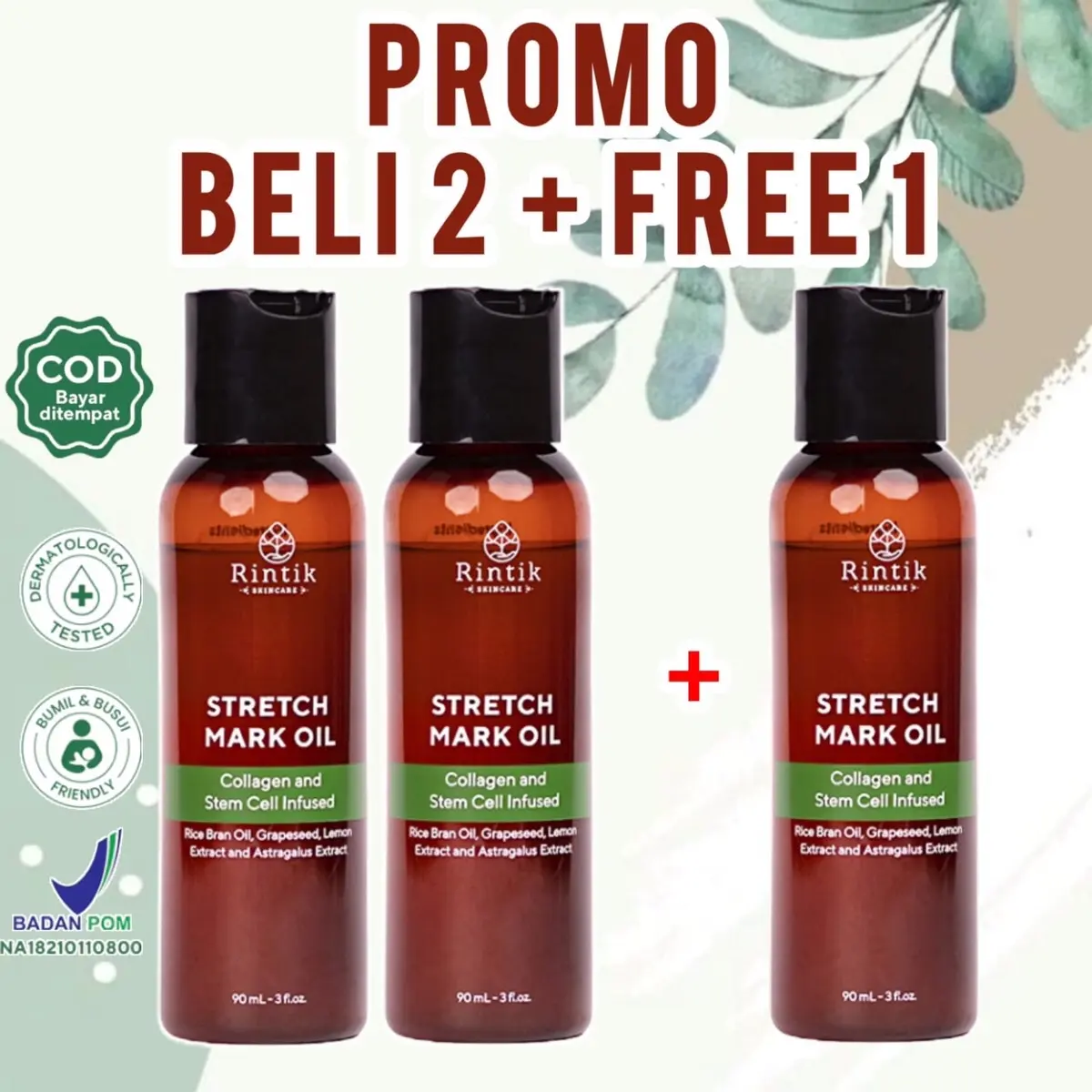 PROMO!! BELI 2 + FREE 1 RINTIK  Stretchmark Oil RINTIK Skincare Selulit OIL Pemudar stretch 90ml BPOM stretchmark Original Perawatan Penghilang Kehamilan