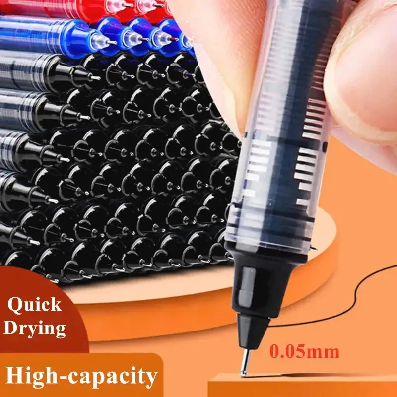 5/10 Pcs/Set Liquid Ink Rollerball Pens 0.5mm Quick Drying Black Blue Red Ink Gel Pens Student Exam Writing Office Signature Pens
