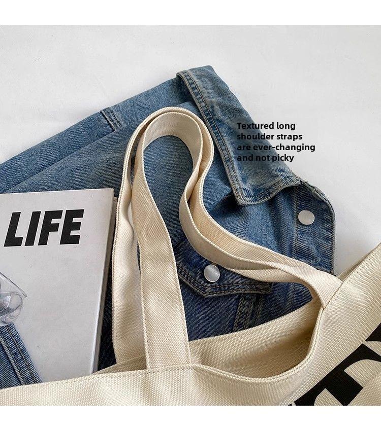 Product Introduction of Canvas bag, new cartoon style large capacity tote shoulder bag, tote bag, college commuting and tutoring bag 8