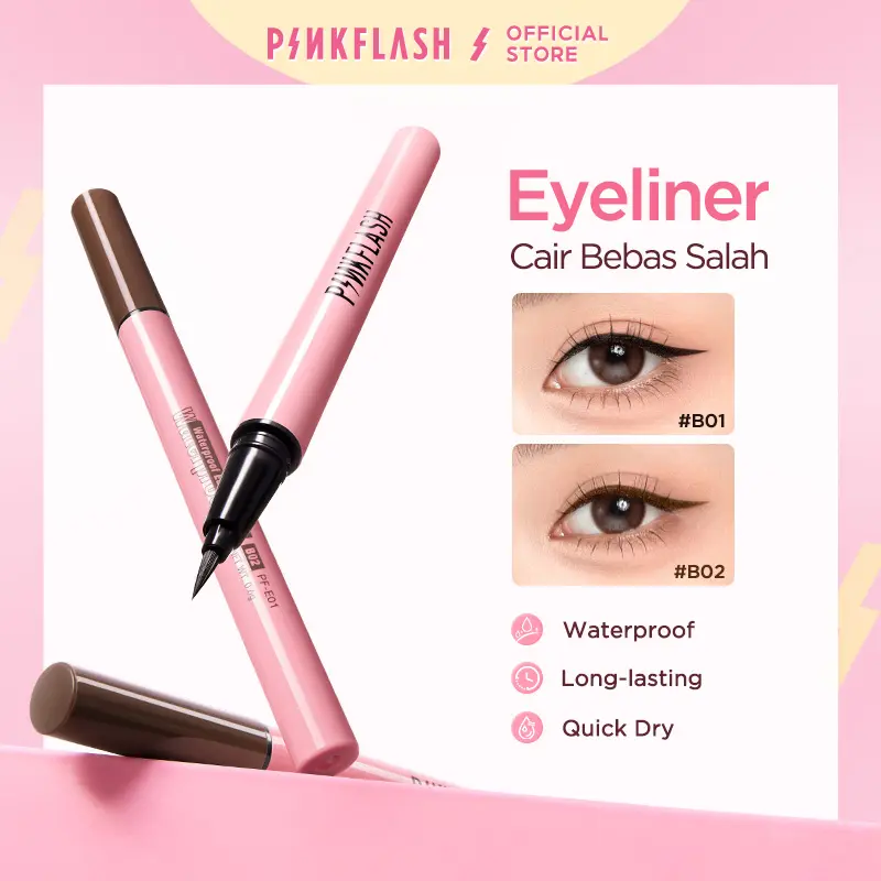 Bút kẻ mắt Pinkflash màu đen màu nâu chất lì chống nước lâu dạng lỏng nhanh khô trôi 30g
