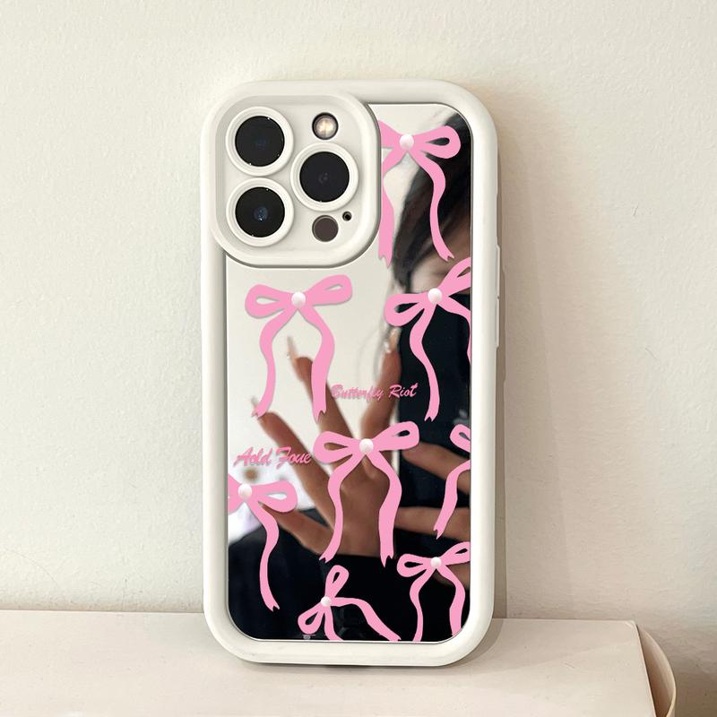 Bow Cermin Phone Case Hp Casing Softcase Compitable With Infinix Smart 8 7 6 5 Note 40 30 Hot 40 30i 10 11 Itel A70 P55 RS4 Zero 30 Tecno Spark Pova 5 20 20C Go Pro Play 2023 4G 5G C8-8009 7