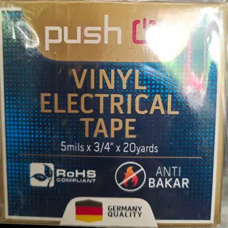 Push On Vinyl Electrical Tape Isolasi Listrik Hitam 20 Yard 5mils 3/4" Isolasi Berkualitas Anti Bakar
