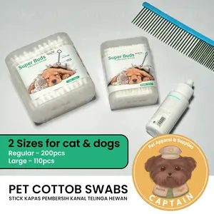 SUPER BUDS DOUBLE COTTON SWAB PEMBERSIH TELINGA UNTUK ANJING KUCING