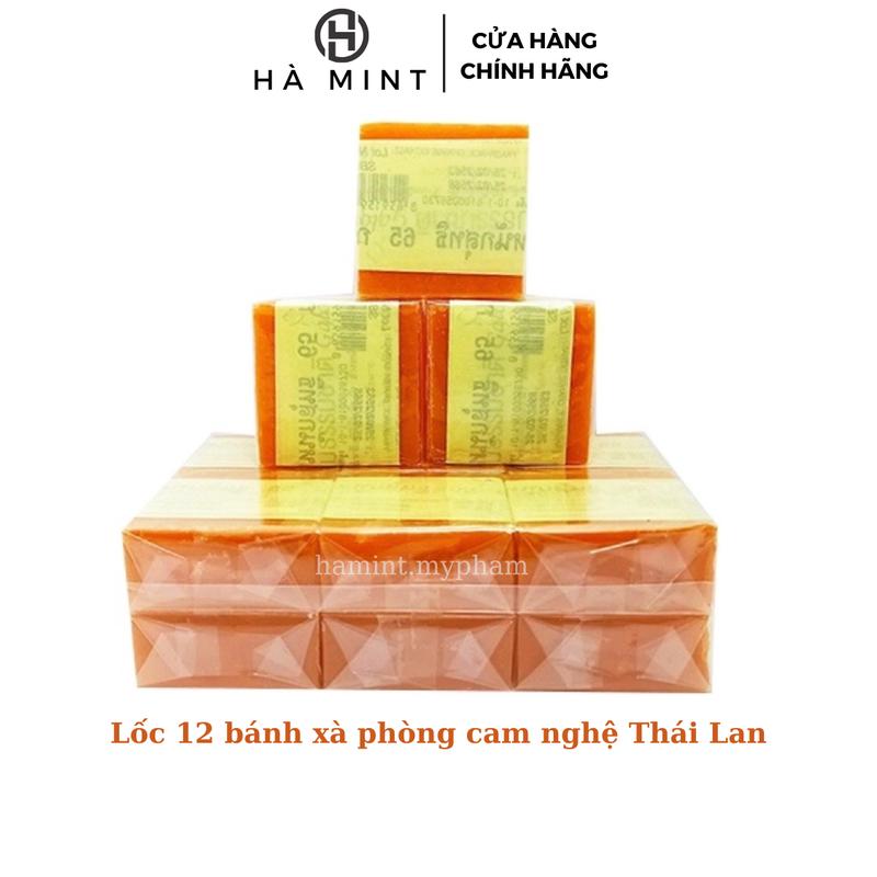  Lốc 12 Bánh Xà Phòng Cam Nghệ cục xà phòng nghệ Thái Lan xà bông nghệ 65g 