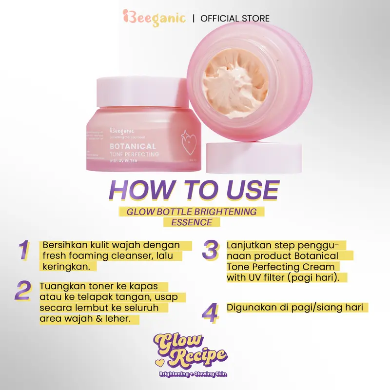 Beeganic Botanical Tone Perfecting With UV filter (Tone up Cream) Mencerahkan 3