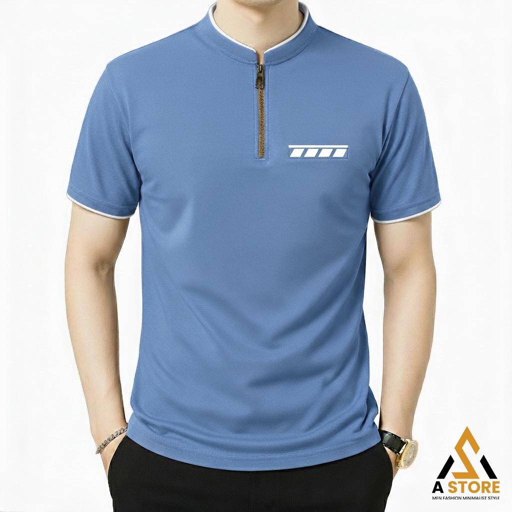 Kaos Kerah Shanghai Zipper Pria Saku pendek Polet Keren Bahan Katun Nyaman Desain Modern Stylish Dengan Resleting Depan Size S M L XL XXL Kaos Kerah Shanghai Zipper Pria Saku pendek Polet Keren Bahan Katun Nyaman Desain Modern Stylish Dengan Resleting Depan Size S M L XL XXL