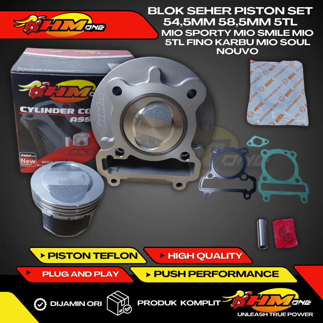 blok seher bore up HMone 54.5mm 58.5mm mio 5TL mio sporty fino lama mio soul karbu nouvo  blok boring piston ring rik HM one racing komplit gasket ring dll paking hm1 hmone