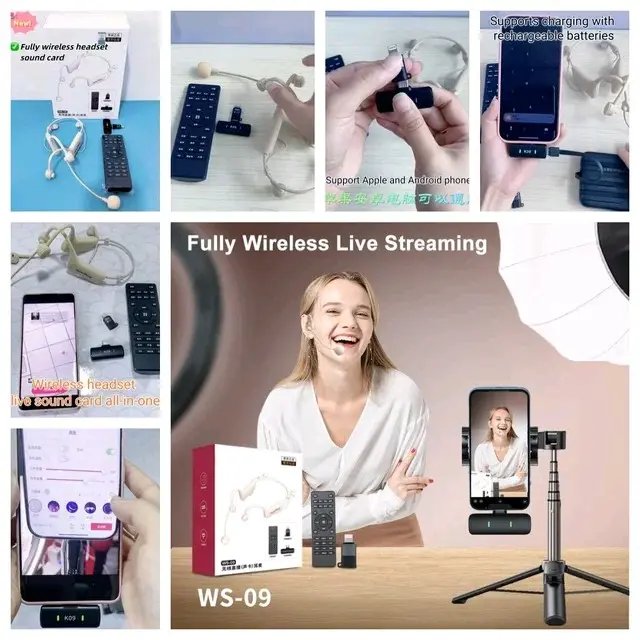 2024 New Live Streaming Wireless SoundCard with Neckband Earphone all-in-one more convenient for tiktok live streaming. Bisa Android Iphone. 1