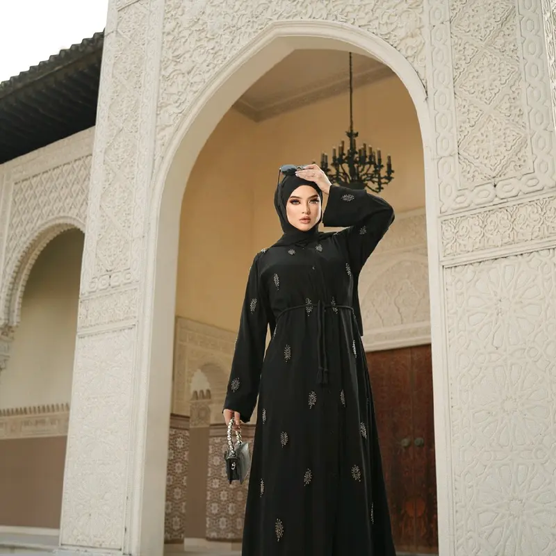 gamis abaya saraza tipe zainab Muslim Wanita Dress Dewasa Hitam Maxi Lebaran Arab Remaja Syari Mewah 1