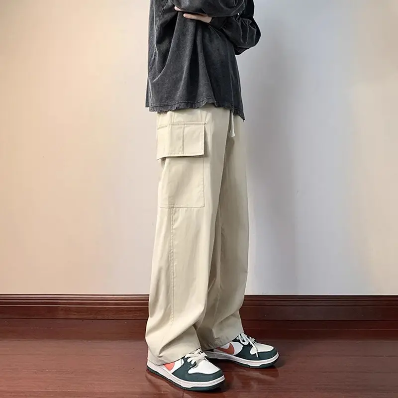 Celana Cargo Pria Panjang  Oversize Kulot Korean Style Lurus Celana Casual Fashion Baggy Pants Pria Sweatpants hijau Unisex Cargo Pants