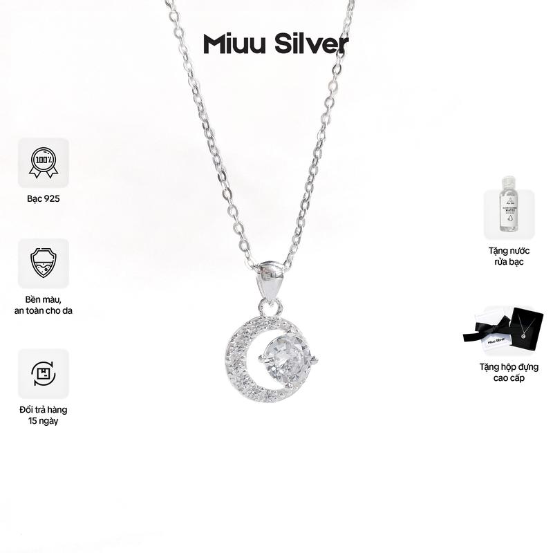 [TẶNG 1 NƯỚC RỬA BẠC] Dây chuyền bạc nữ Miuu Silver, vòng cổ nữ hình mặt trăng Mystery Moonie
